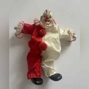 Vintage 80's Porcelain Clown Doll - approx 12.5''